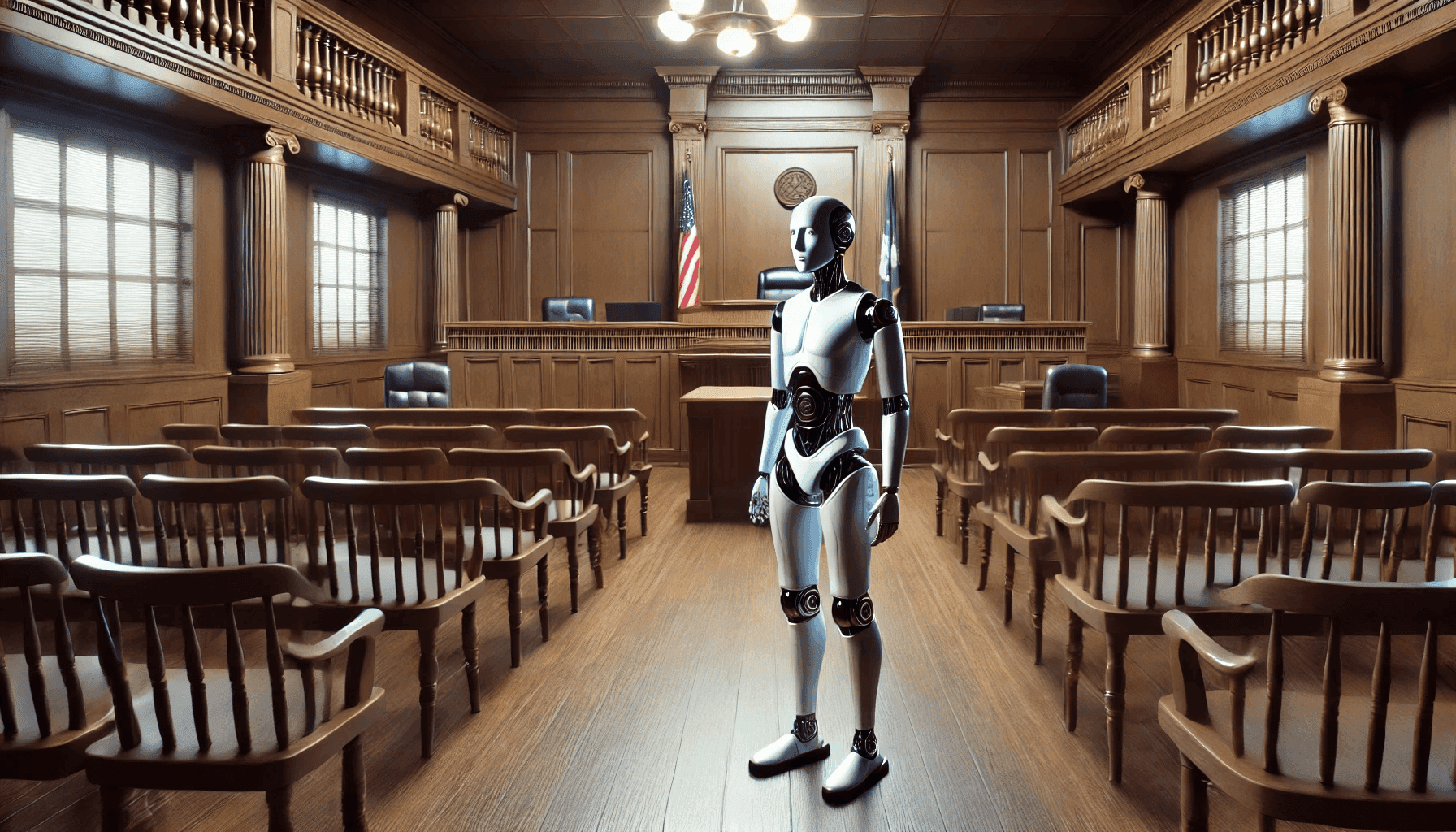 Robot in a courtroom